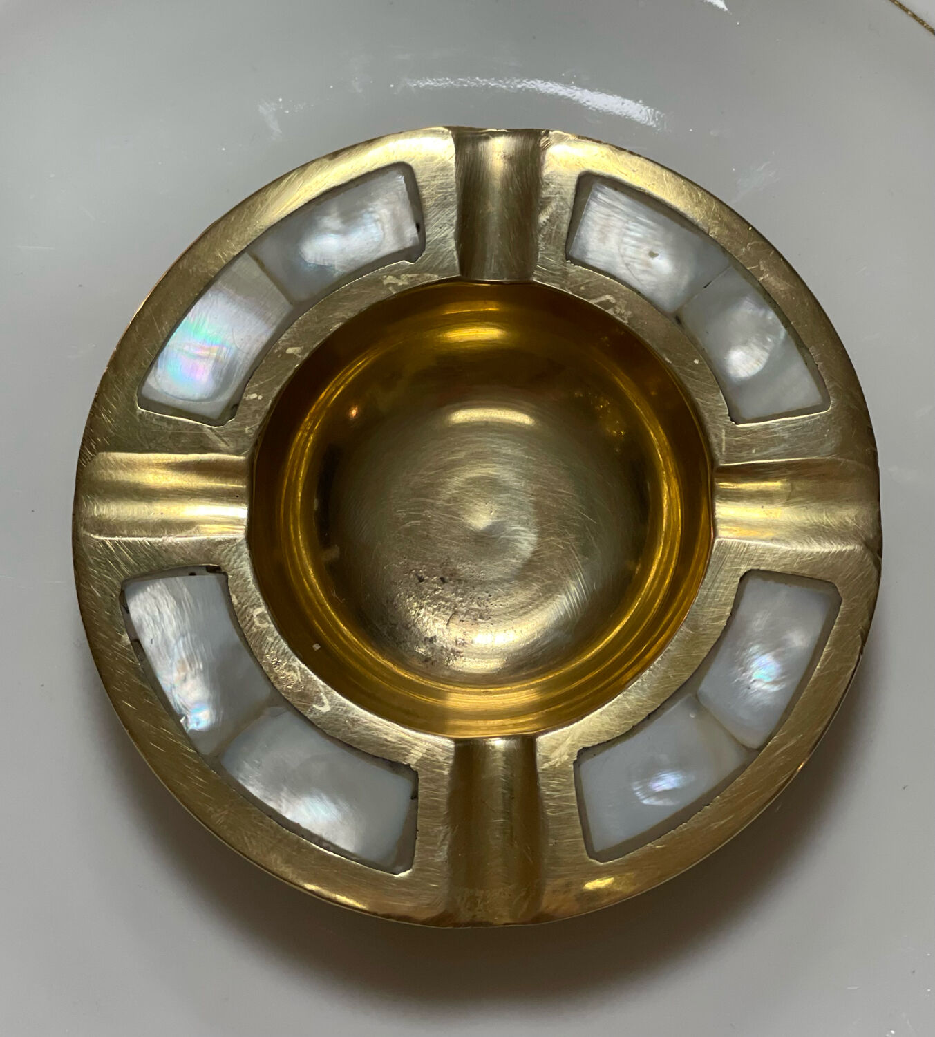 Ashtray brass and mother-of-pearl