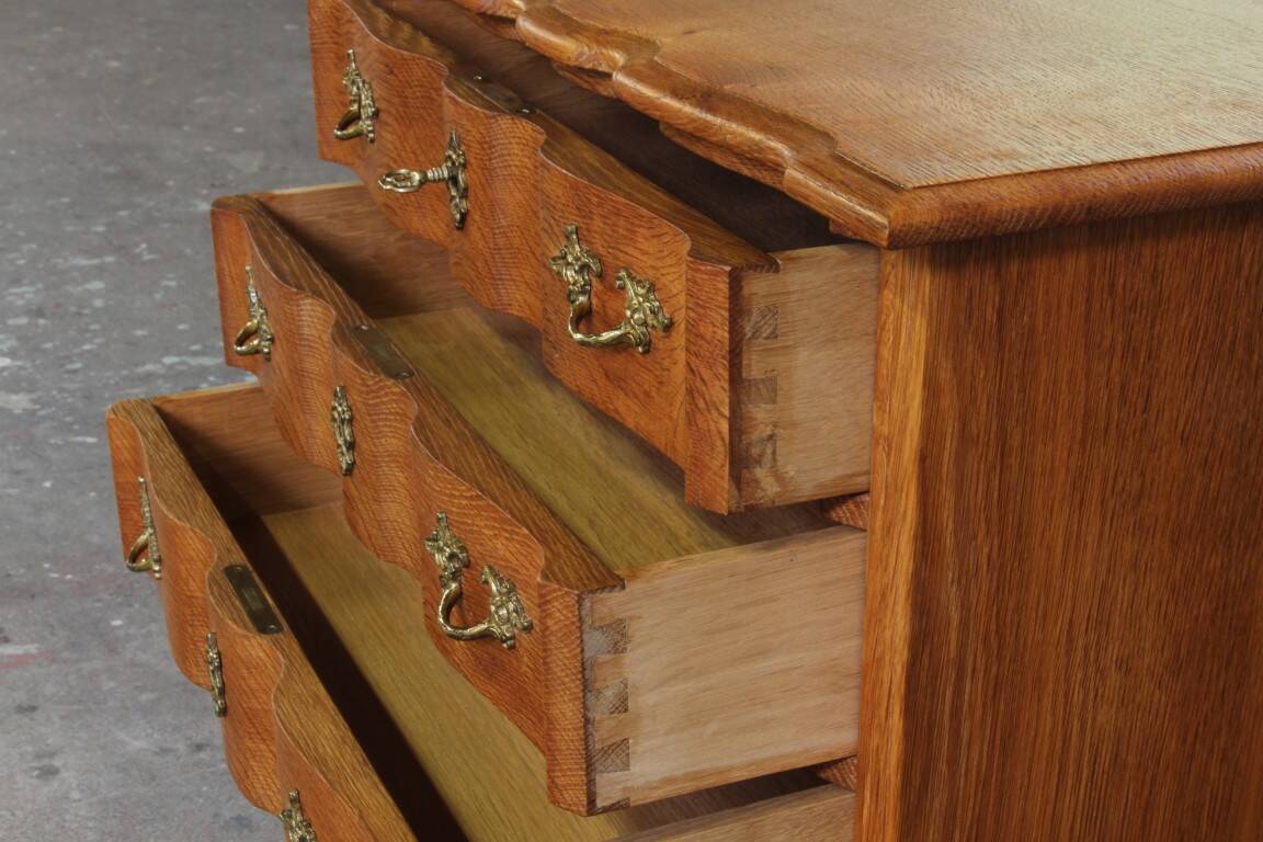 Vintage 1960s Danish Brutalist light oak dresser Kjærnulf & French style