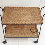 Vintage rattan & steel service 1950