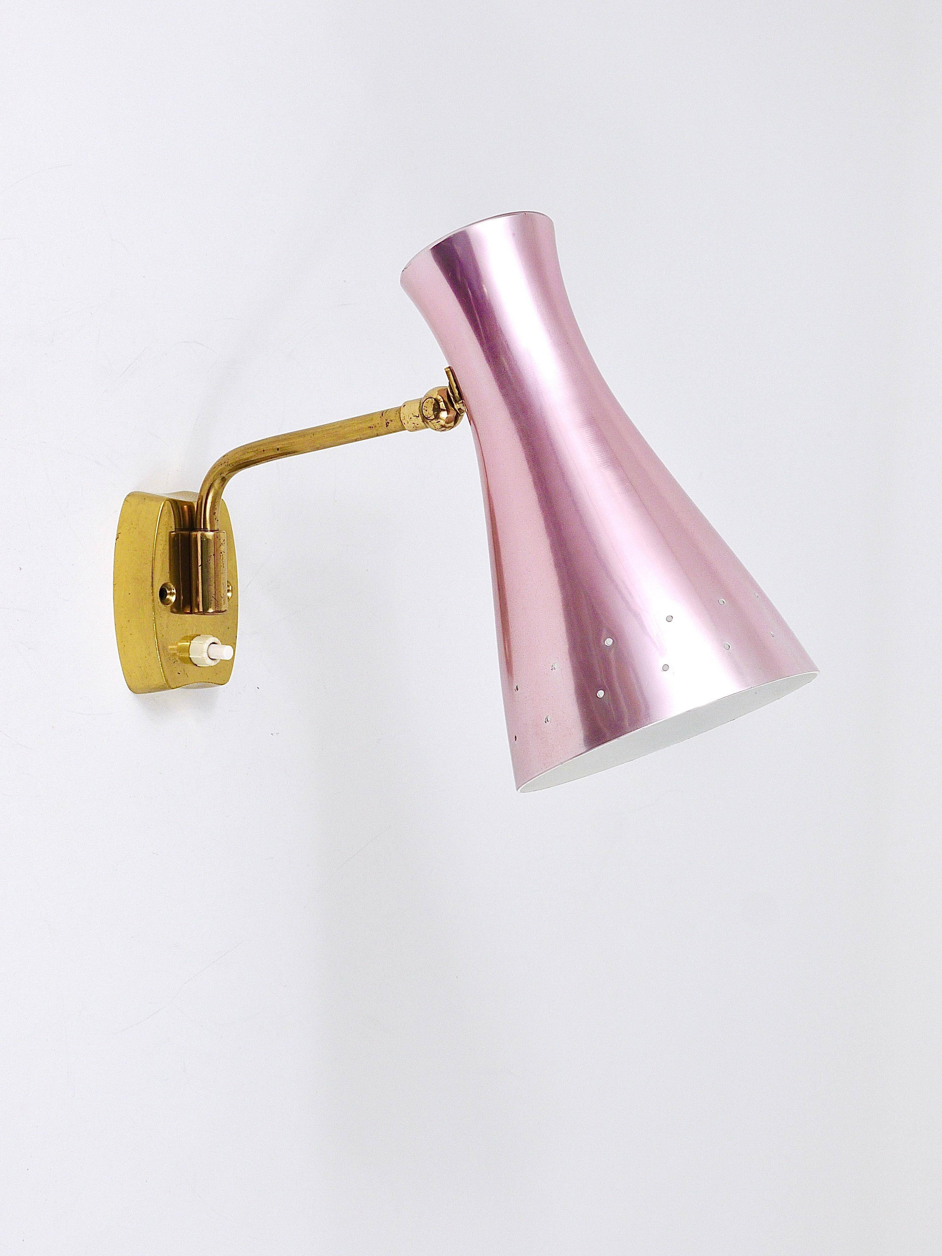 Pair of Articulated Conical Wall Lights in Stilnovo Style, Wall Lamps Italy, 1950s