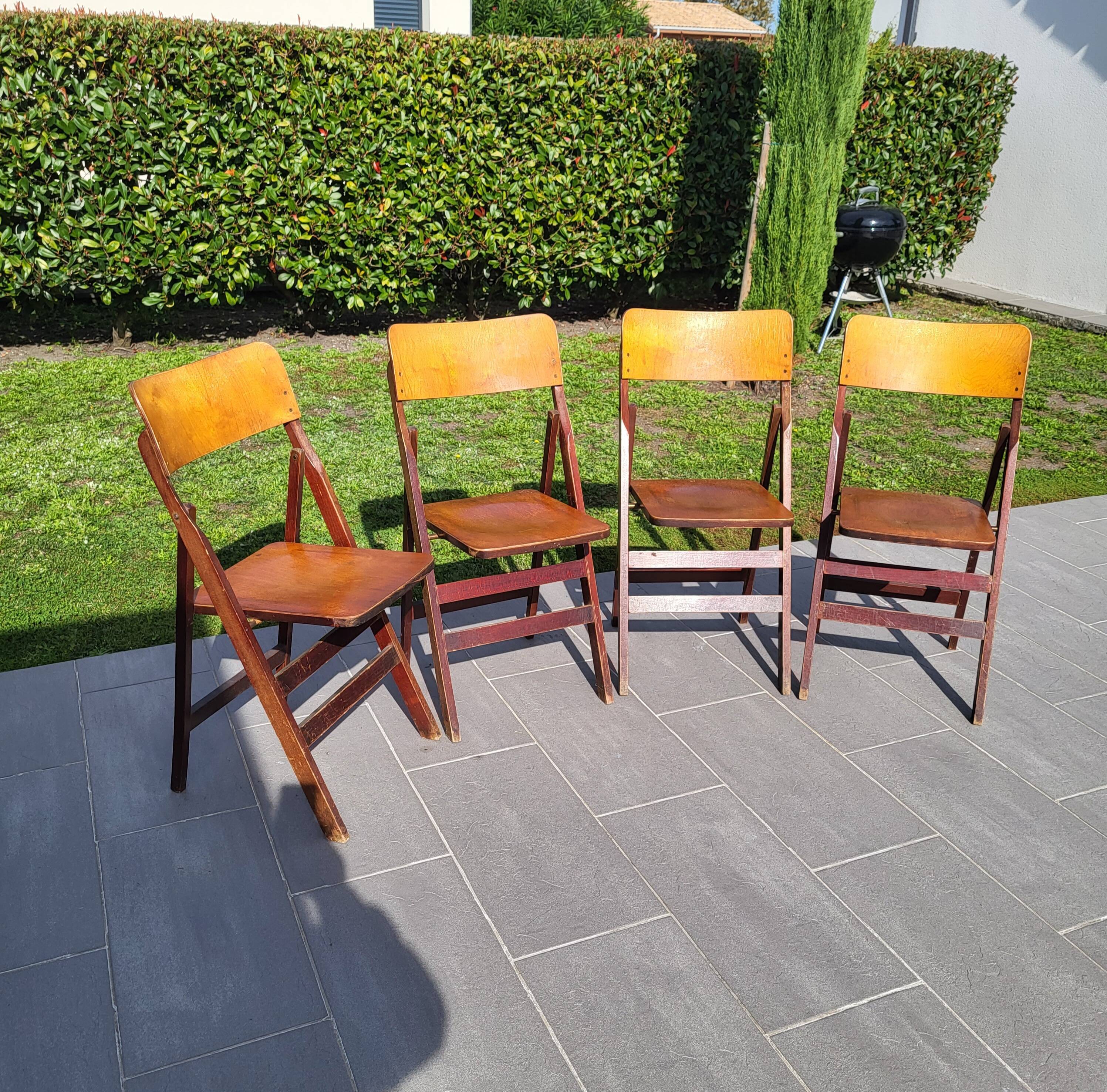 Set of 4 Baumann wooden chairs