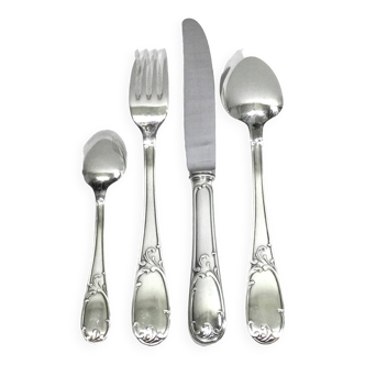 49-piece cutlery set in Louis XV silver-plated metal