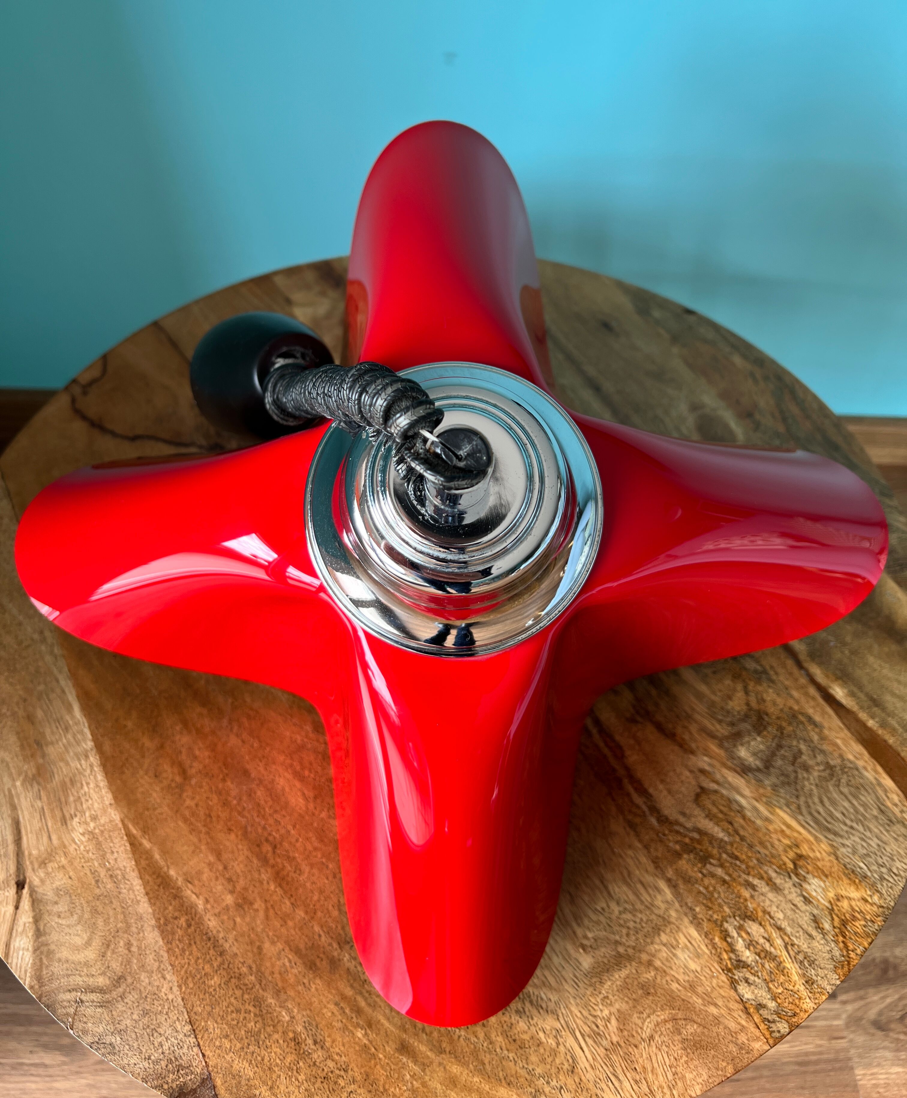 Ceiling pendant lamp / vintage and retro ceiling lamp / 1970s / red colour