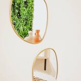 Miroir abstrait en laiton doré