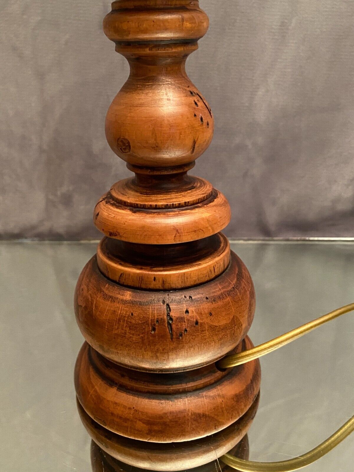 Rustic lamp foot in solid wood alder type