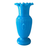 Antique Portieux Vallerysthal vase, blue opal glass vase