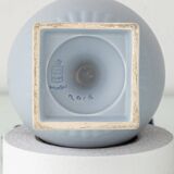 Neoclassical blue ceramic table lamp, pleated William Morris Acanthus shade.