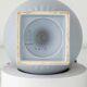 Neoclassical blue ceramic table lamp, pleated William Morris Acanthus shade.