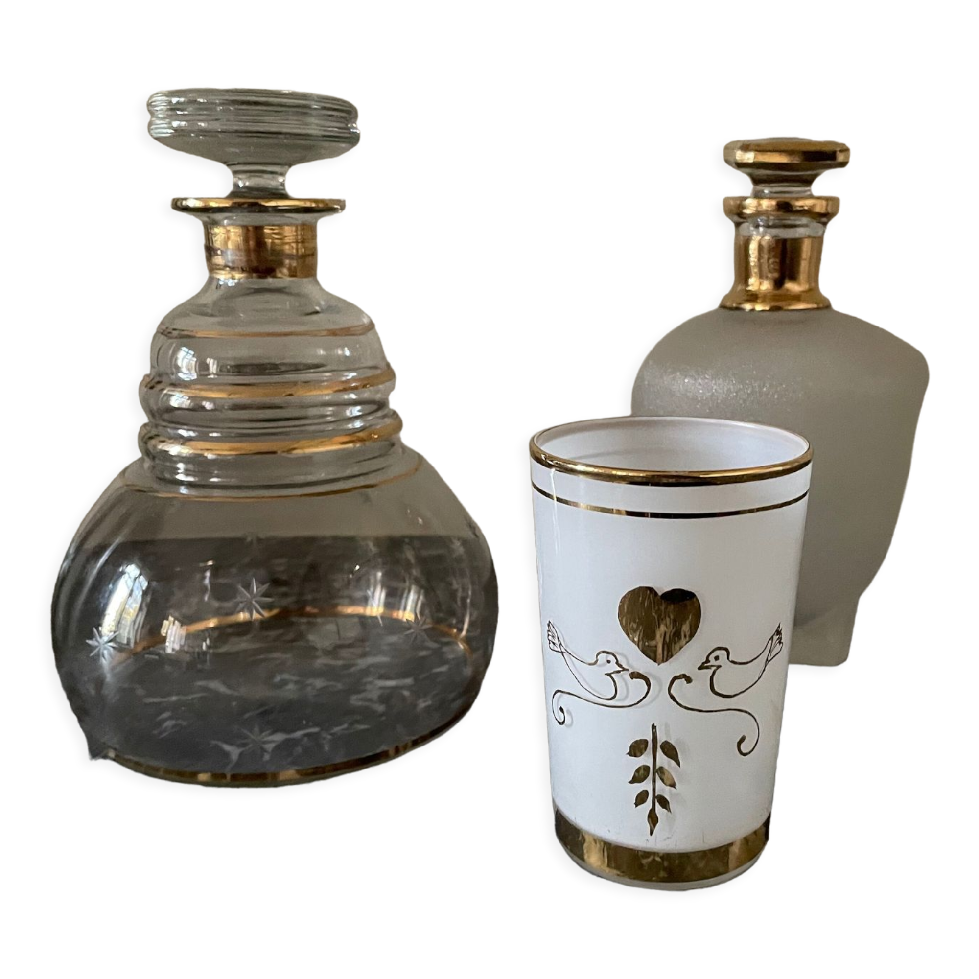 Golden glass carafons