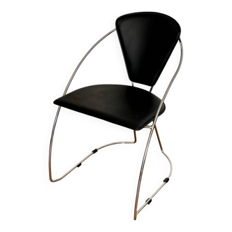Leather and chrome-plated steel chair - Linda by Arrben