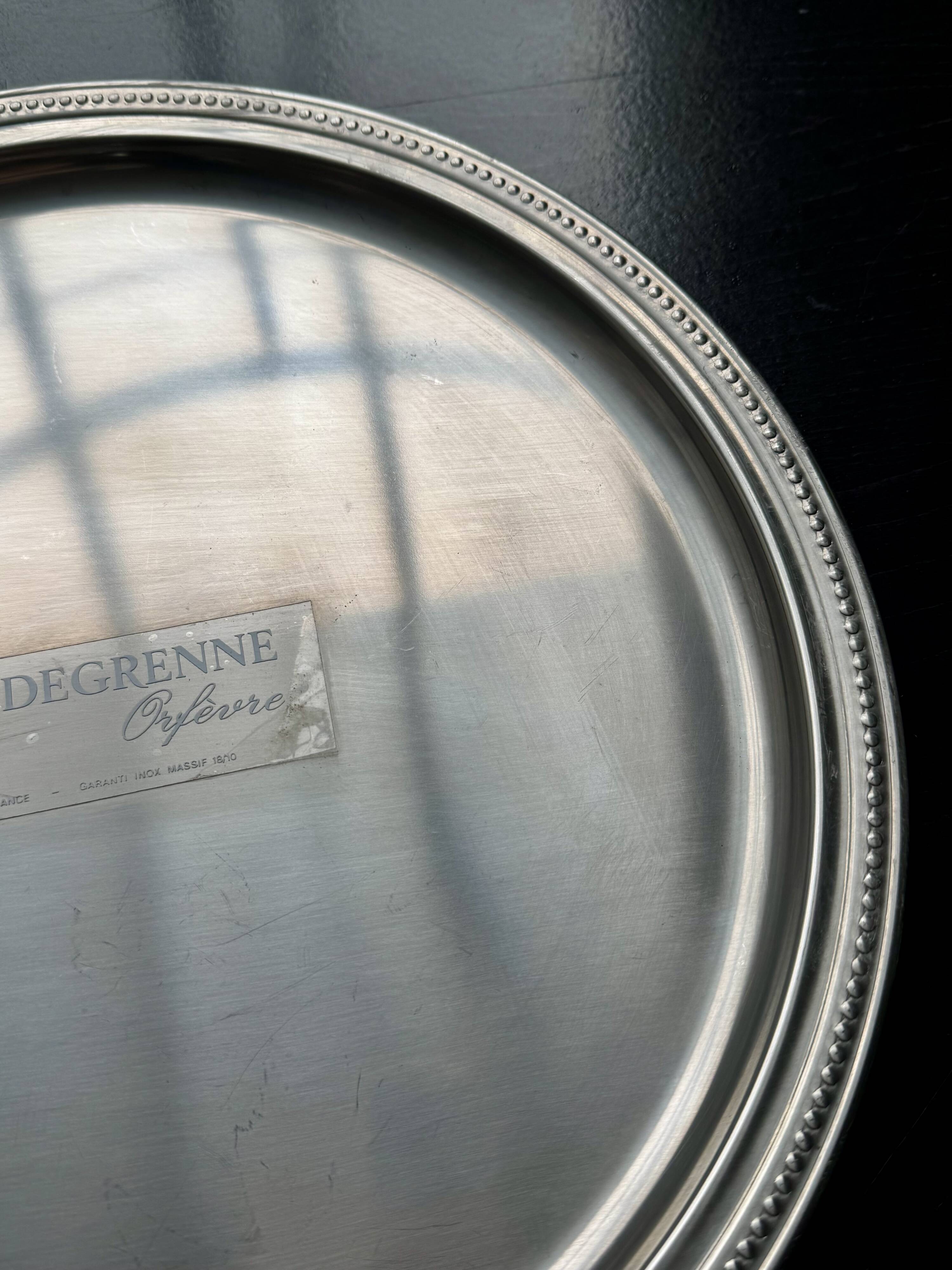 Vintage round service tray silver-plated Guy Degrenne