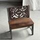 Mini banc à dossier sculpté à motif de rosace et volutes H59 L51