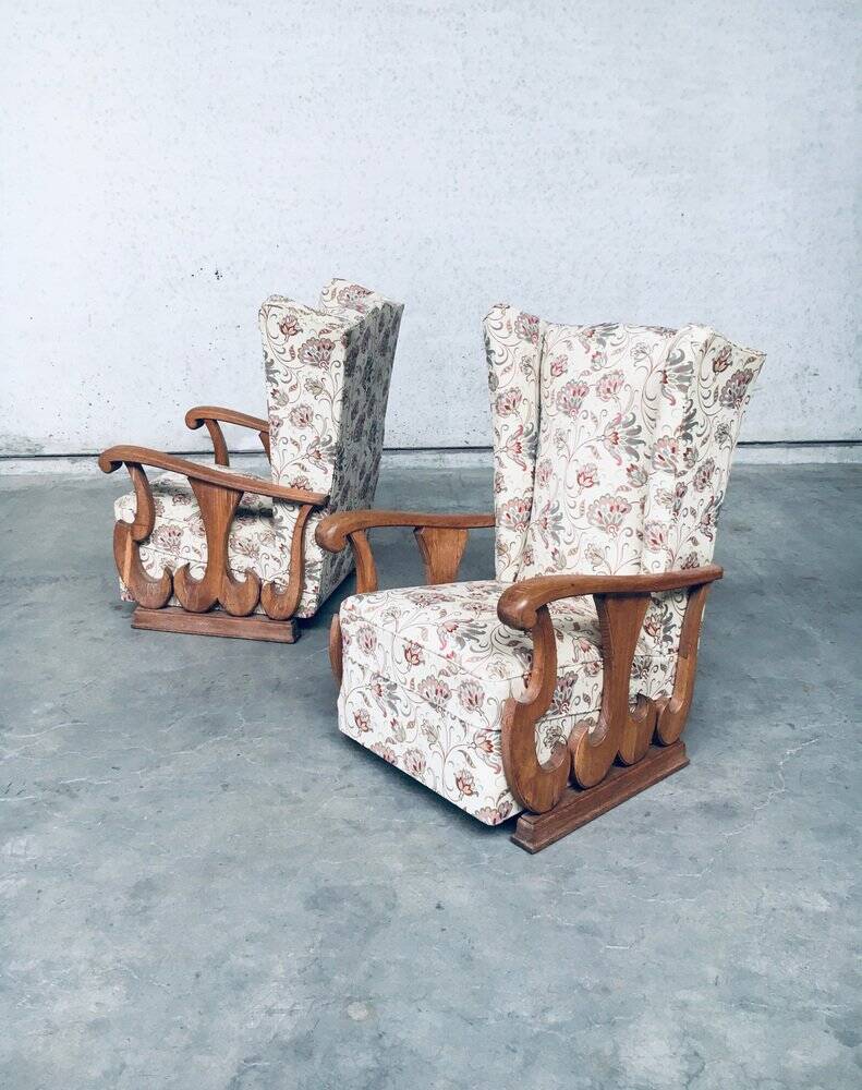 Set of High Wing Back Armchairs, 1900s