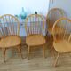 4 Scandinavian Windsor chairs in solid beech 1970s