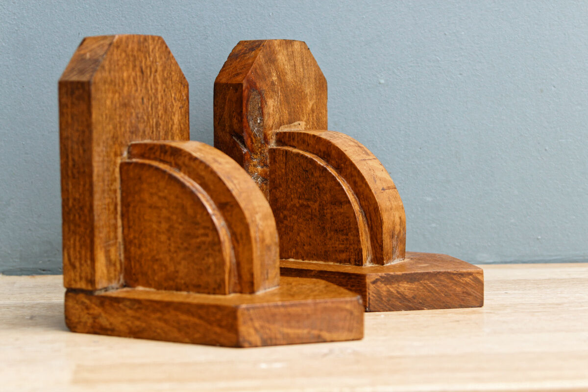Pair of art deco bookends, solid wood