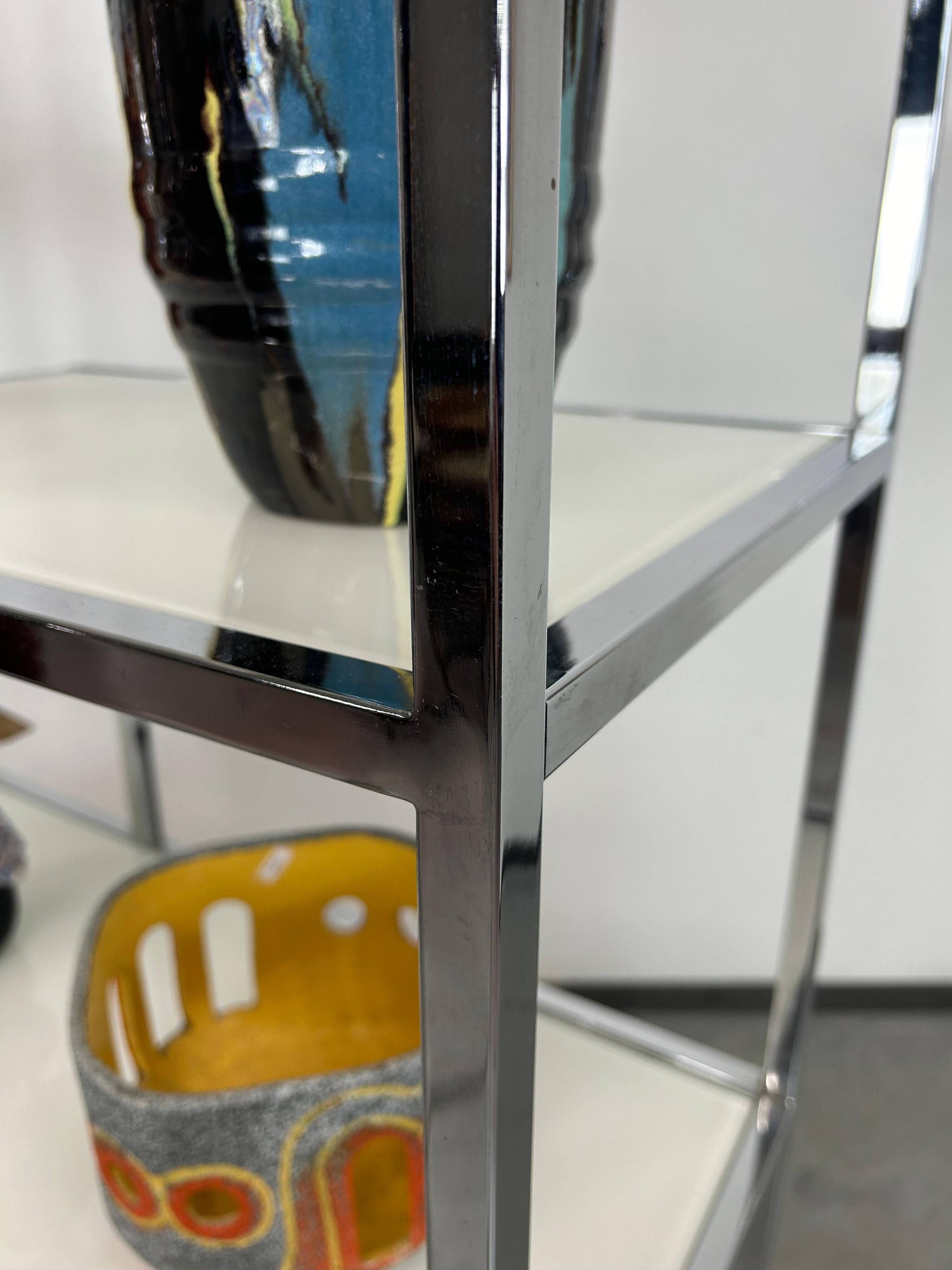 Mid-century modern chrome shelf by Milo Baughman