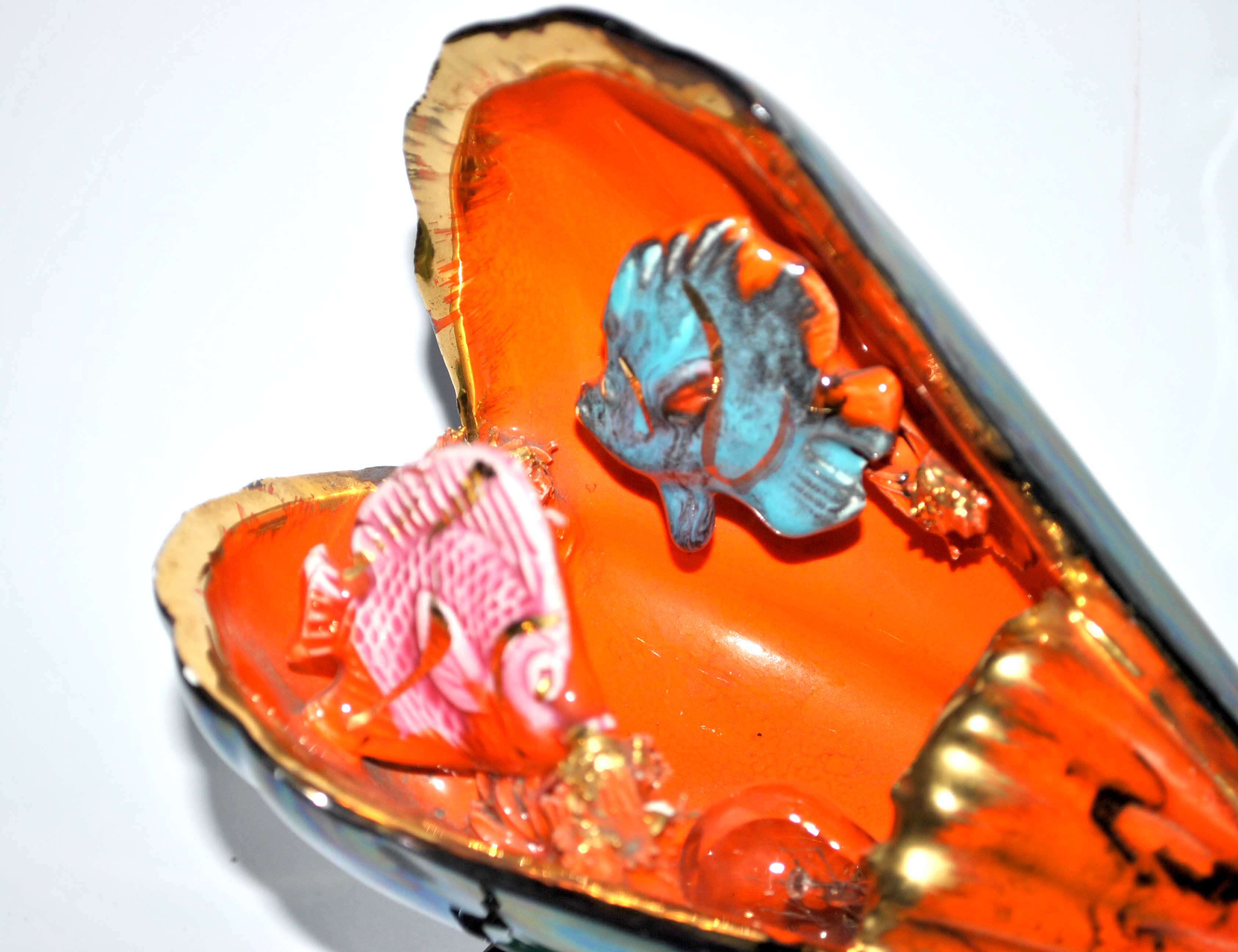 Table lamp Kitsch VALLAURIS Aquarium fish in a mold - Table lamp Shell