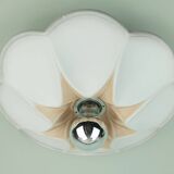 Vintage ceramic ceiling light or wall lamp flower shape white grey rose 80s