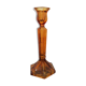 Candle holder yellow amber art deco glass