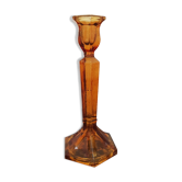 Candle holder yellow amber art deco glass
