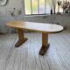 Brutalist pine oval table