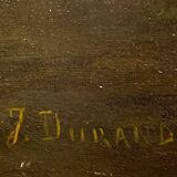 French School around 1880: animated lake landscape signed J Durand