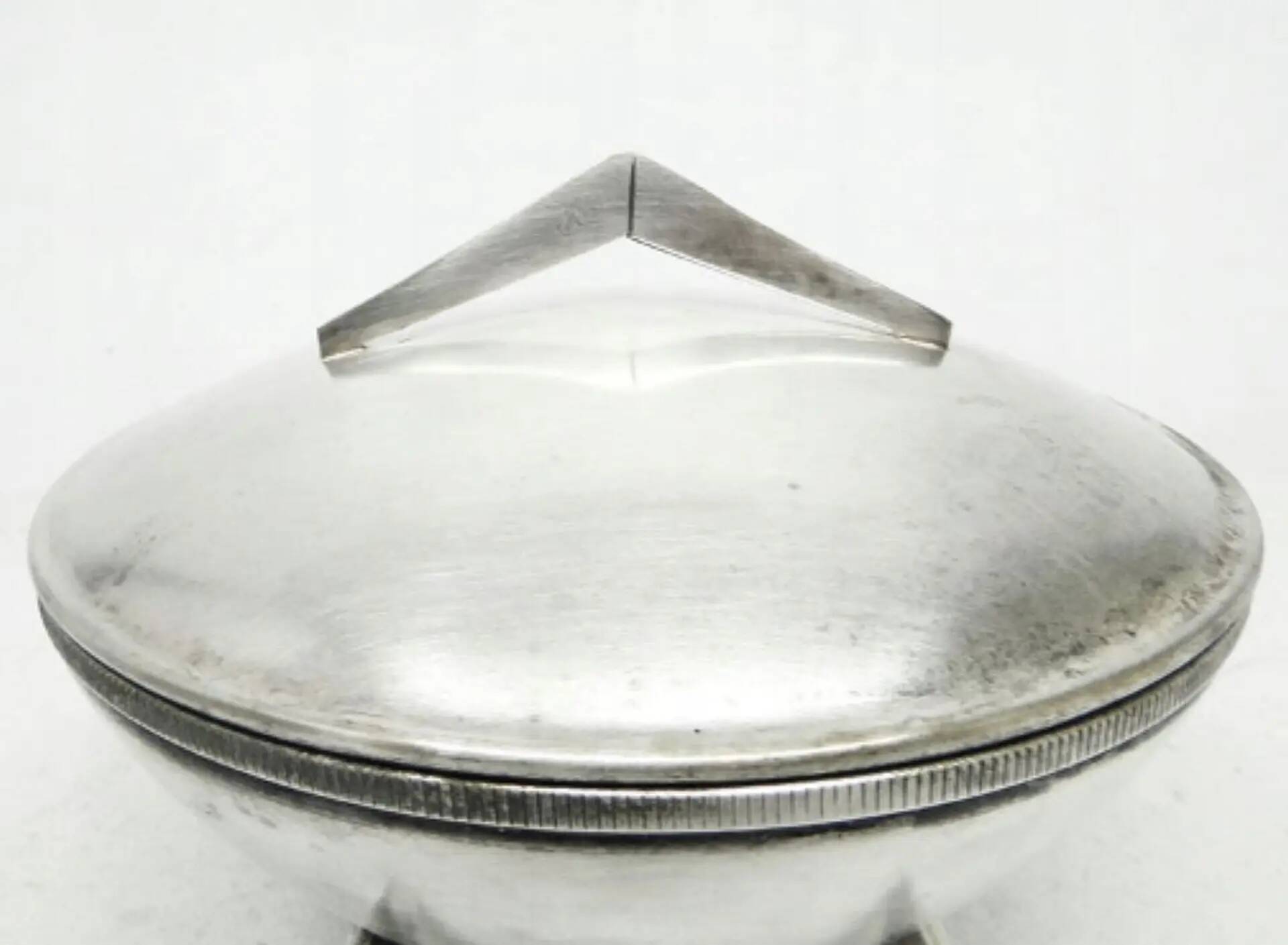 Space age sugar bowl, silver-plated brass, Poland, 1960s