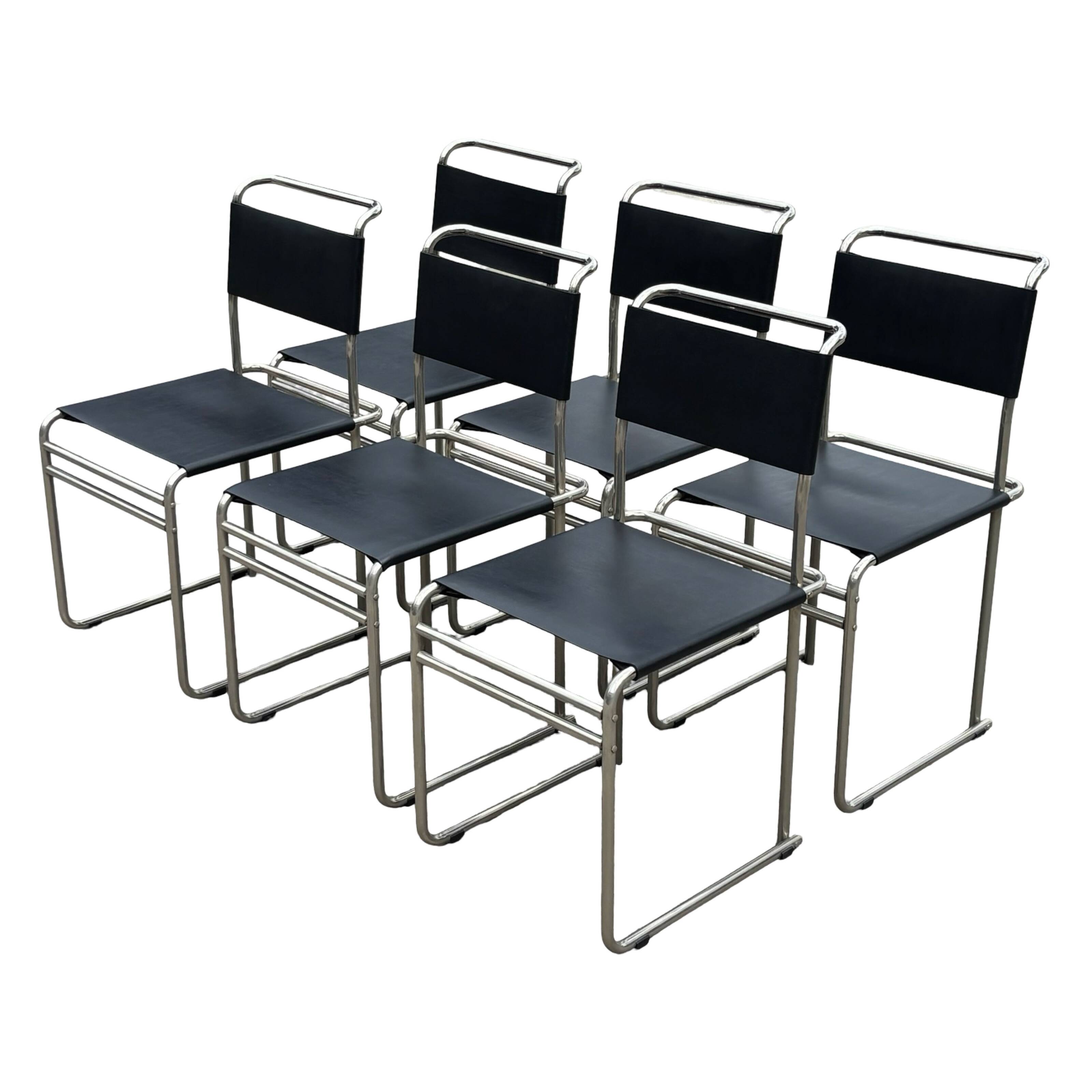 Set of 6 B5/B40 Chairs with Tubular Frame attributed to Marcel Breuer