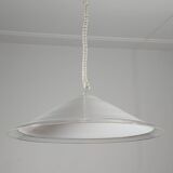 Large italian vintage hanging lamp made of glass by Leucos
