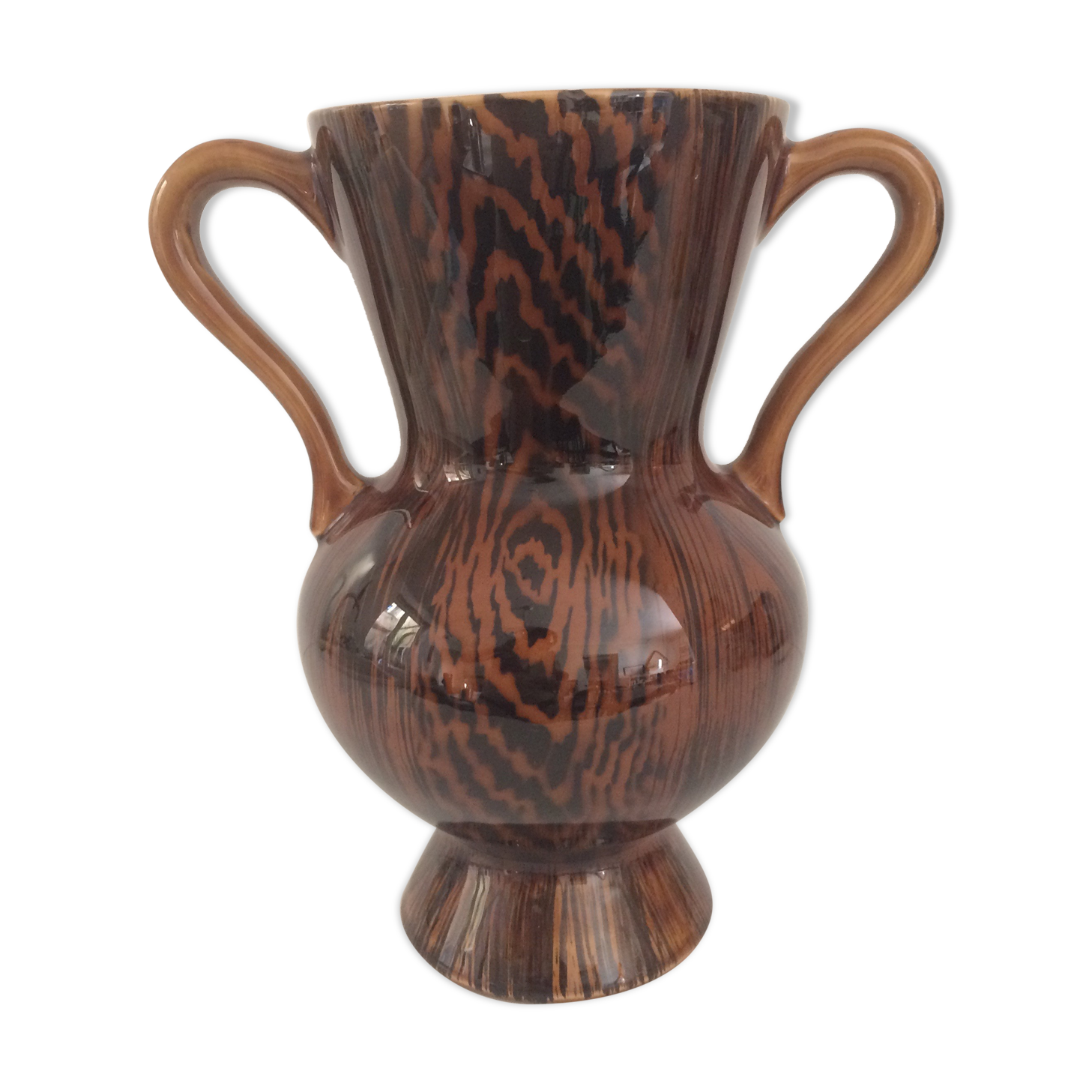 Vintage vase Sarreguemines mahogany model