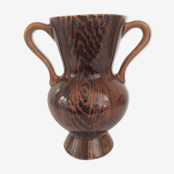 Vintage vase Sarreguemines mahogany model