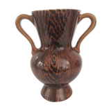 Vintage vase Sarreguemines mahogany model