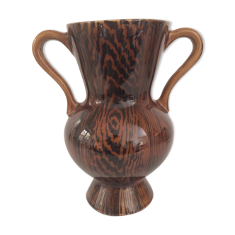 Vintage vase Sarreguemines mahogany model