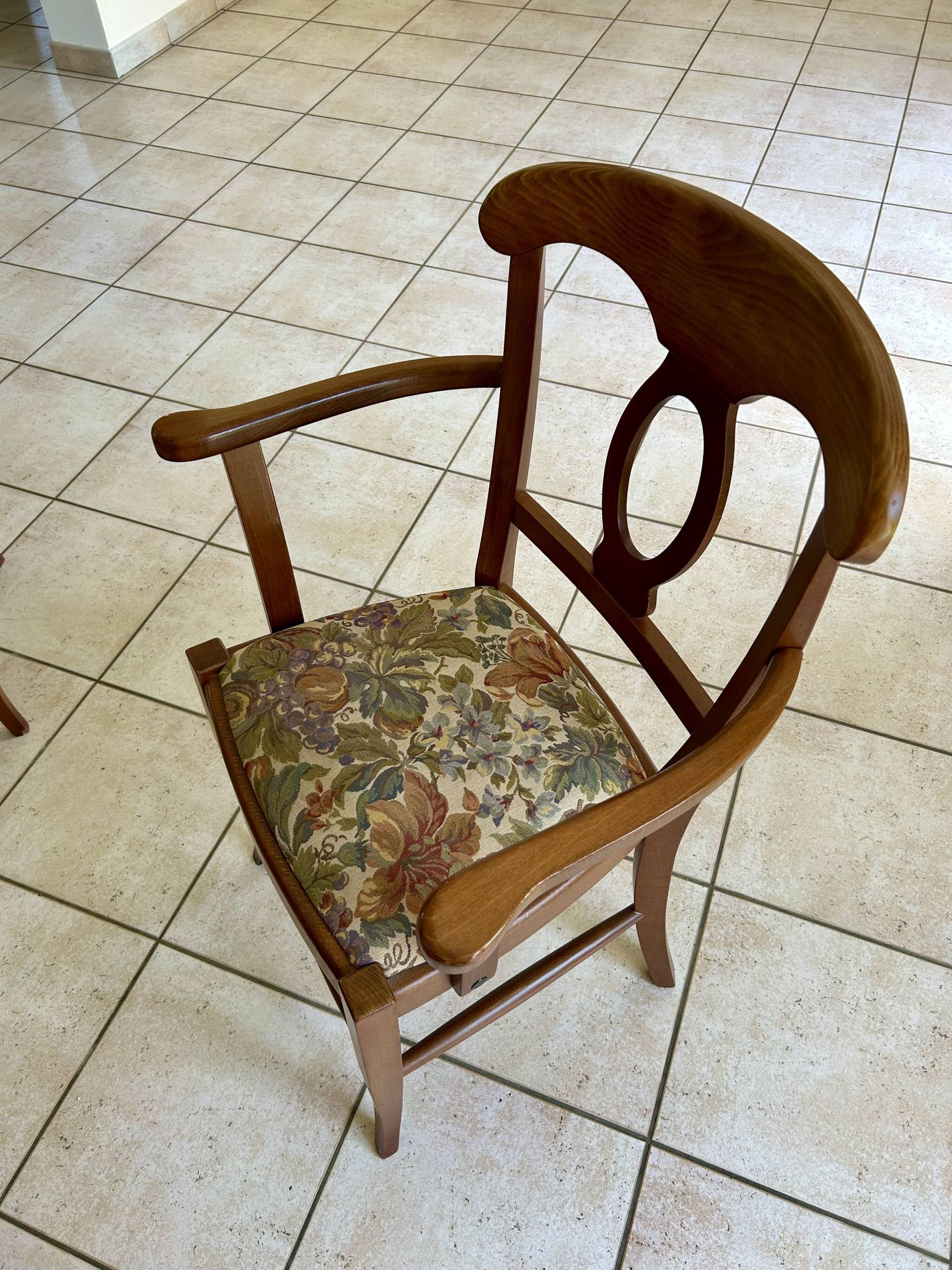 Pair of bridge armchairs in solid cherry wood