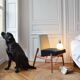 Black and white armchair without armrests