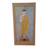 Peinture sur soie Bouddha, Thaïlande 19ème