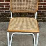 Cesca chair b32 model in white and wood by Marcel Breuer