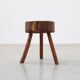 Rustic Oak Tripod Stool with Chunky Round Wooden Seat, France, circa 1920
