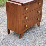 Chest of drawers of the 40s in walnut compass feet 3 drawers
