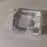 Large Vintage Clear Crystal Glass Ashtray by Sevres France - Structured Glass, 1970s French Table Decor