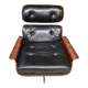 Fauteuil lounge cuir noir 1970 vintage