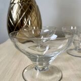 Set of 4 vintage champagne glasses on low feet