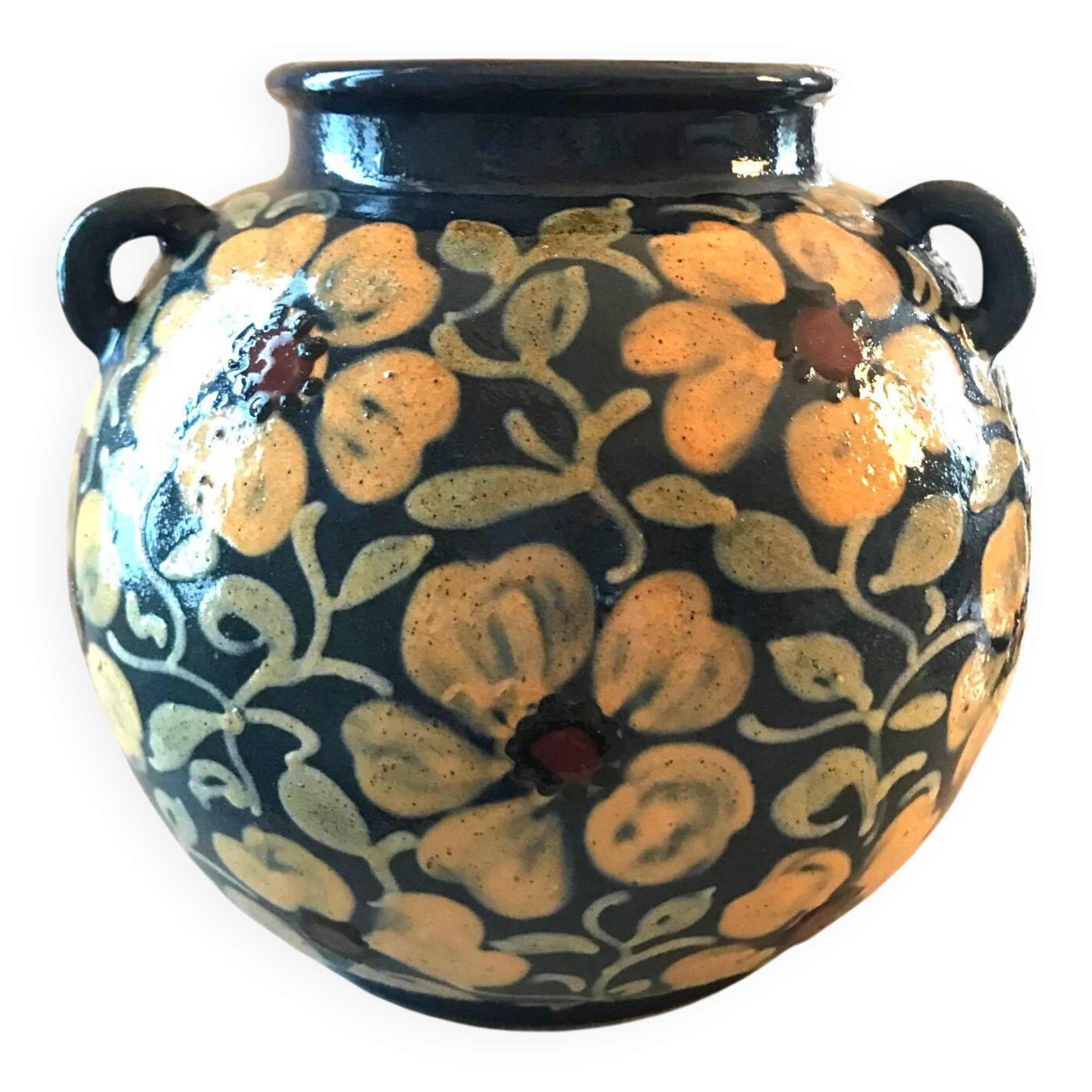 Glazed ceramic round vase Léon Elchinger