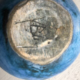 Round blue ceramic cup signed Blin around 1950