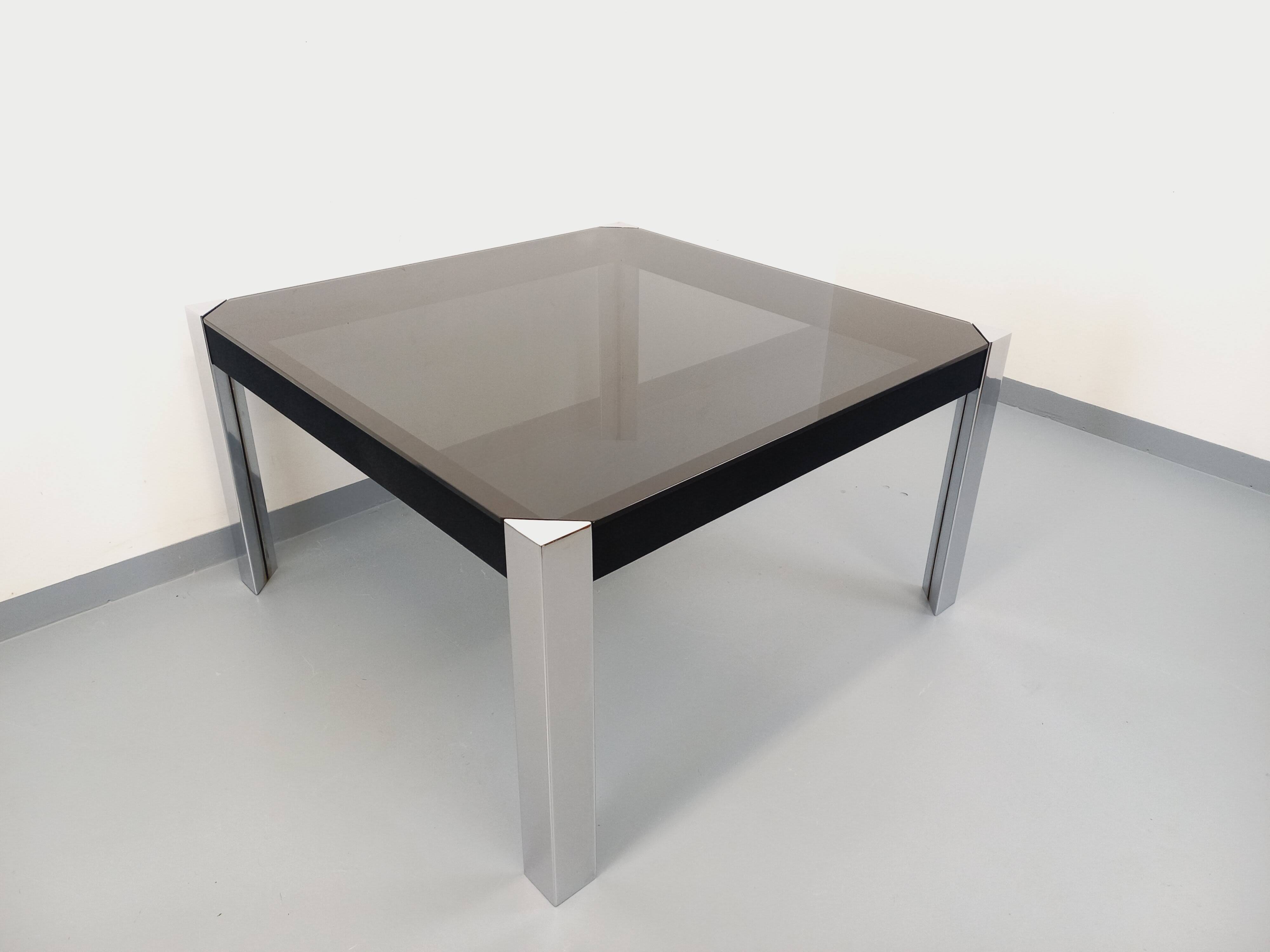 Vintage Italian square dining table by Faleschini for Mariani glass