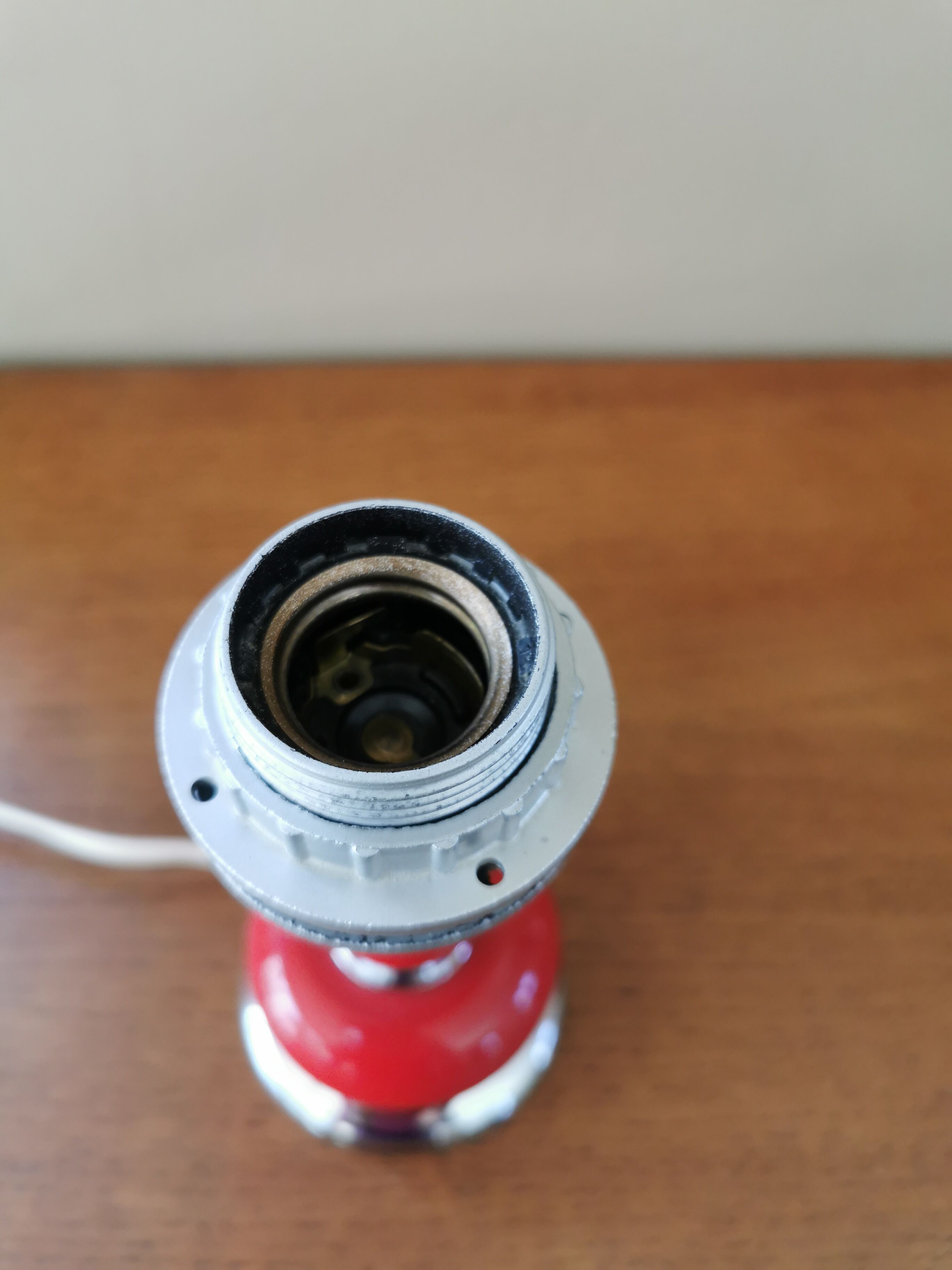 Vintage 70s chrome and red lamp