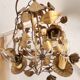Chandelier hand-forged Hollywood Regency rose leaf decorations