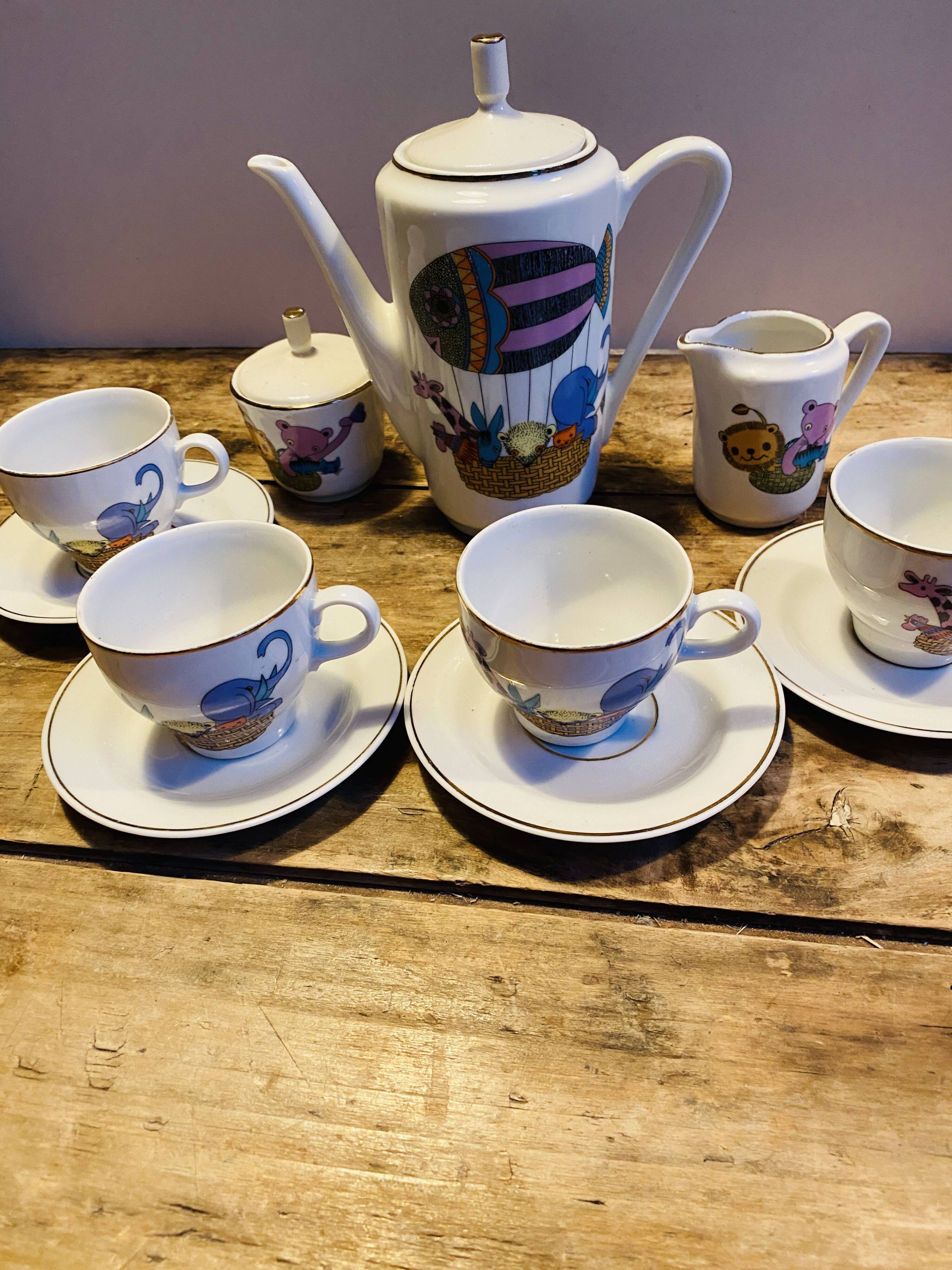 Old vintage porcelain tea set
