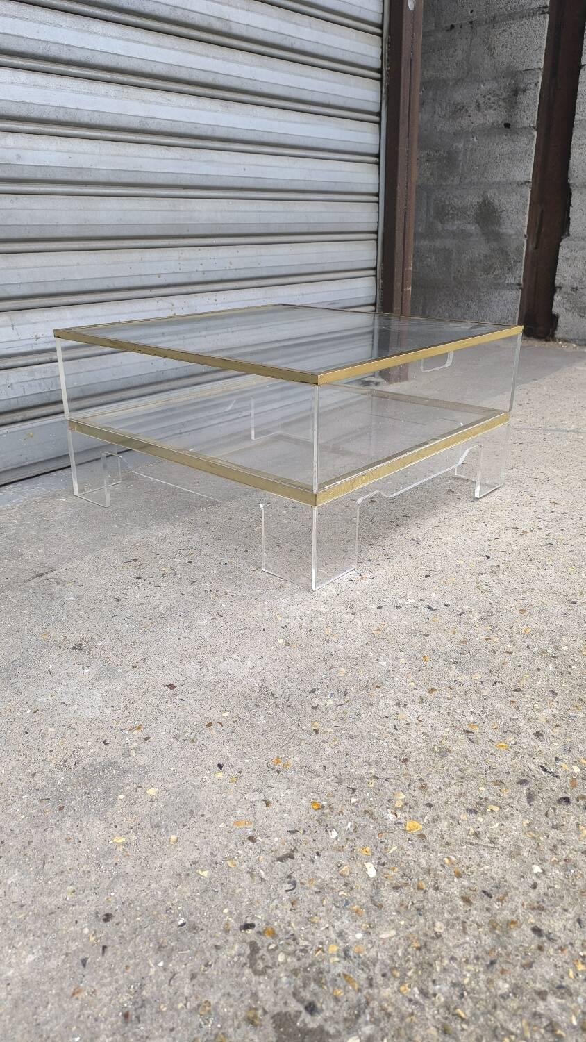 1970s plexiglass coffee table