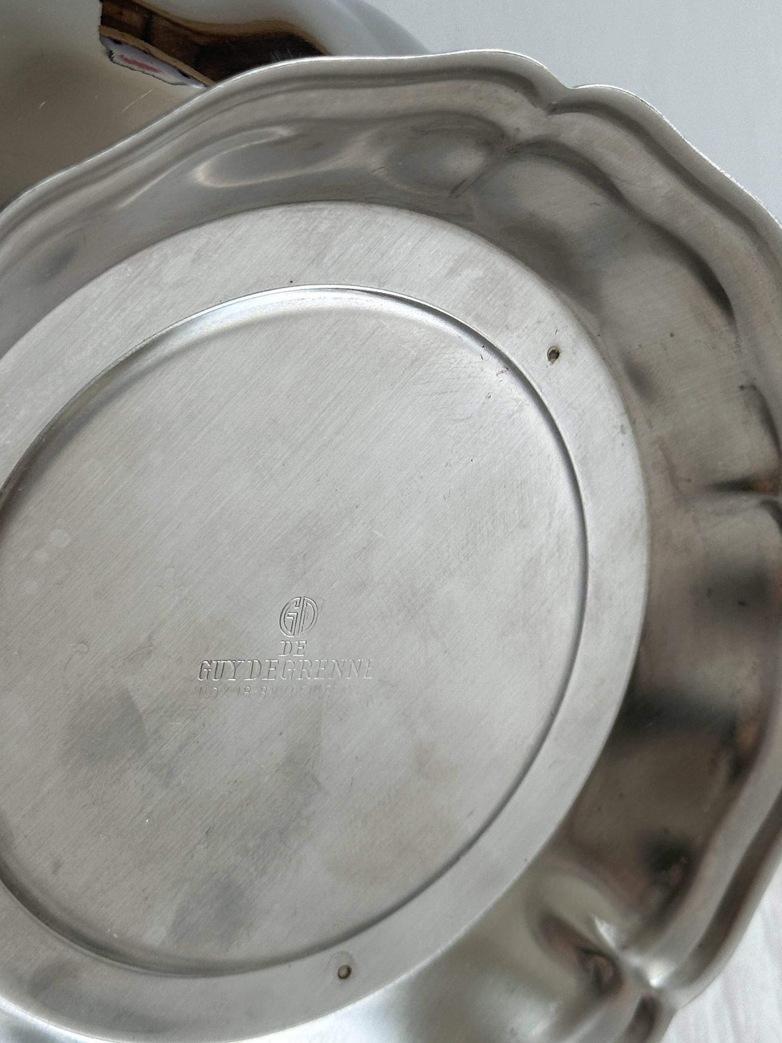 Champagne bucket in silver metal, gold handles, Guy Degrenne.
